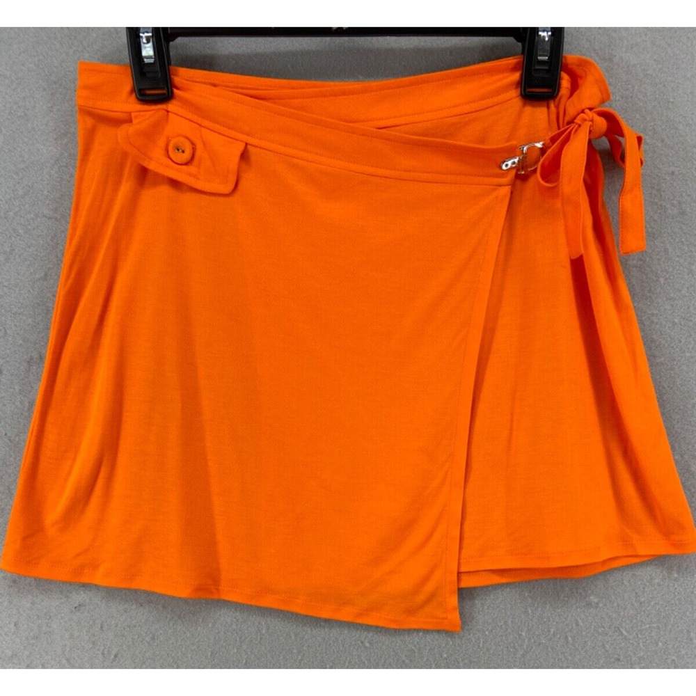 Christian Dior Skirt Womens Sz 1 XS Orange Wrap‎ Mini Knit Dior Buckle Side Tie